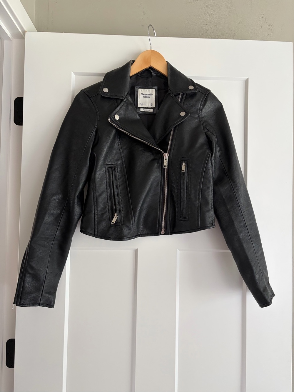 Abercrombie & Fitch Black Vegan Leather Moto Jacket XS
